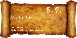 Birly Ida névjegykártya